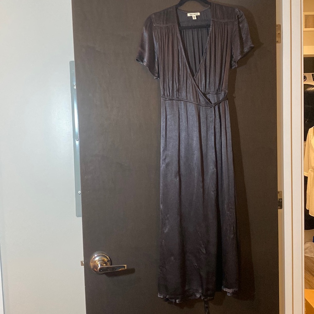 Billabong black silky maxi wrap dress